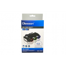 052 Разветвитель прикуривателя тройной с 1-USB 1633 3.1A Oleson