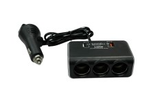 051/1 Разветвитель прикуривателя тройной (3.0A) на проводе с вольтметром 1649 Olesson 