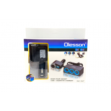 053 Разветвитель прикуривателя четверной с 1-USB (на проводе) Olesson 1527 black